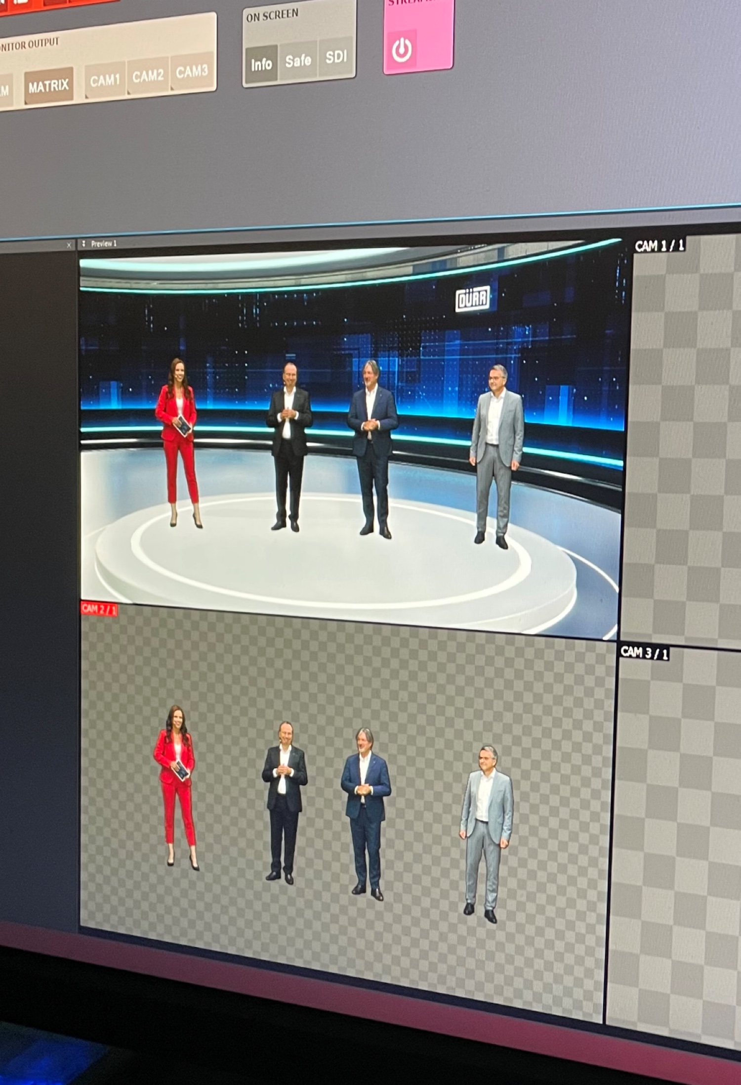 Editing work in the post-production of an immersive digital event featuring green-screen footage, product film sequences and virtual sets.